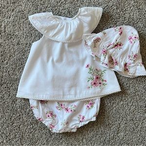 Little Me Embroidered Floral 3 piece set 9M